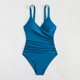 thumbnail image 3 of Trajes de Baño de Corte Alto para las Mujeres de Verano Color Sólido Traje de Baño de Correa sin Espalda, Nylon Spandex con Cojín de Pecho sin Cables, 3 of 6