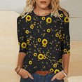 thumbnail image 1 of Xihbxyly Hauts pour Femmes Manches 3/4 Mode Femmes T-shirt Imprimé Blouse Mi-Longue Manches 3/4 Col Rond Hauts Décontractés Articles en Liquidation, 1 of 4
