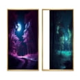 thumbnail image 2 of Designart "Enchanted Midnight Full Moon's Grace in the Forest VI" Forest Framed Wall Art Set Of 2 - Traditional Blue Framed Wall Art Set Of 2, 2 of 6