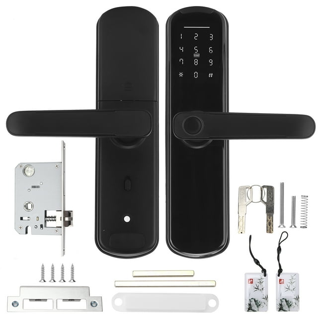 Cerradura inteligente para TUYA, huella dactilar, color negro, con llave mecánica, entrada de seguridad, aleación de aluminio, para oficina y dormitorio