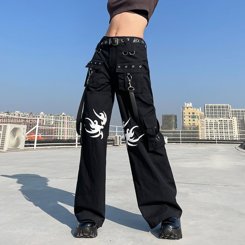 Goth dark folded grunge gothic pants for women harajuku punk