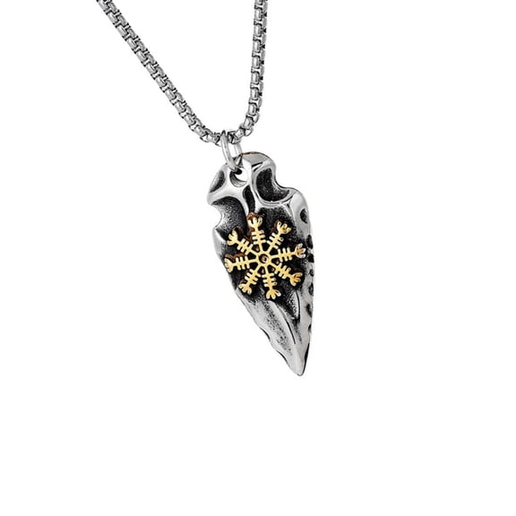 AOOOWER Norses Shield Necklace Jewelry Accessory for Men Gold Color Amulet Styles