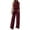 EF32_Deep Red, variant on Womens 2 Piece Lounge Set Summer Travel Outfit Sweatsuit Mock Neck Tank Top Wide Leg Pants with Pockets Casual Activewear Camel L