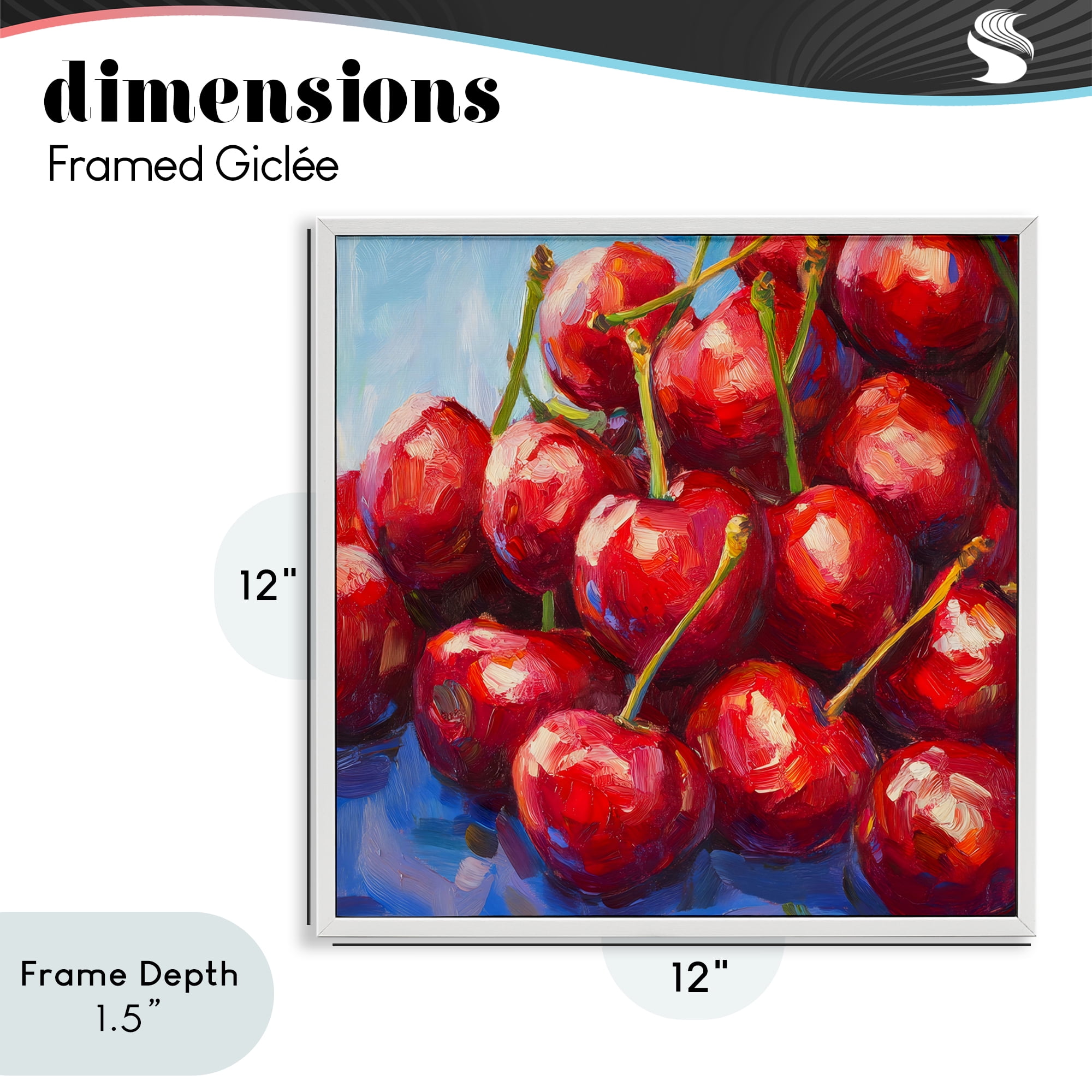 Stupell Industries Luscious Red Cherries of Summer White Framed Giclee Art, design by Petal Prints Design