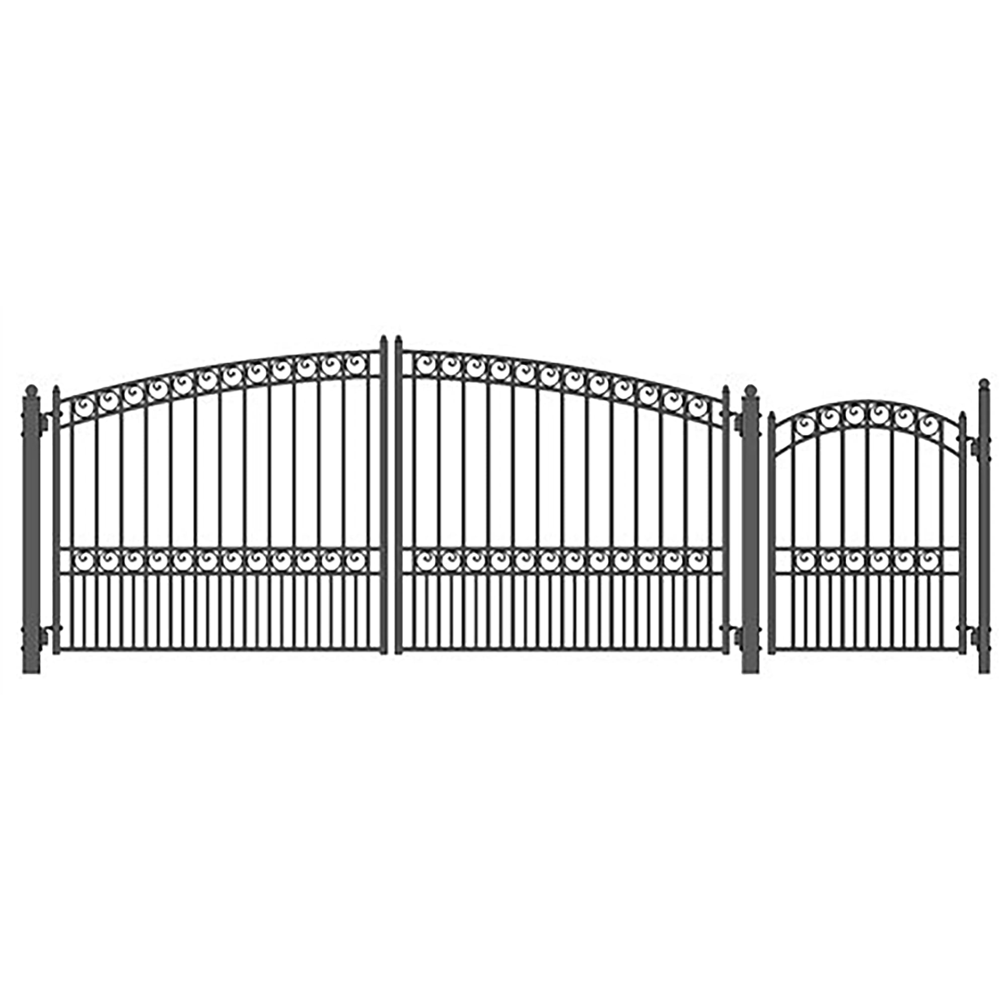ALEKO Paris Style Steel Swing Dual Driveway 14 ft. with Pedestrian Gate