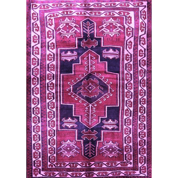 Ahgly Company Indoor Rectangle Persian Purple Traditional Area Rugs, 5' x 7'