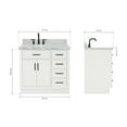thumbnail image 3 of Ariel Hepburn 37 In. Left Offset Oval Sink Vanity With 1.5 In. Carrara White Countertop In White, 3 of 10