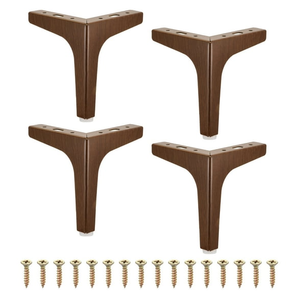 Uxcell 4Pcs Metal Furniture Legs, 6" Triangle Replacement Couch Dresser Legs Furniture Feet for Bed Table Cabinet Sofa(Walnut)