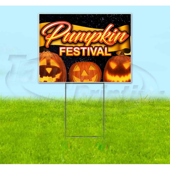 Pumpkin Festival (18" x 24") Yard Sign, Includes Metal Step Stake