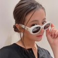 thumbnail image 1 of Gafas de sol retro ovaladas, gafas de sol para mujer, gafas de sol cóncavas para niña, sensación de alta gama, fotos callejeras, 1 of 5