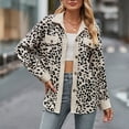 thumbnail image 3 of Women's 2024 Winter Quilted Jackets Leopard Print Lapel Coat Outerwear Casual Long Sleeve Button Down Blouse Shirts Tops Shacket Womens 2024 Fall Clothes Jacket, 3 of 6