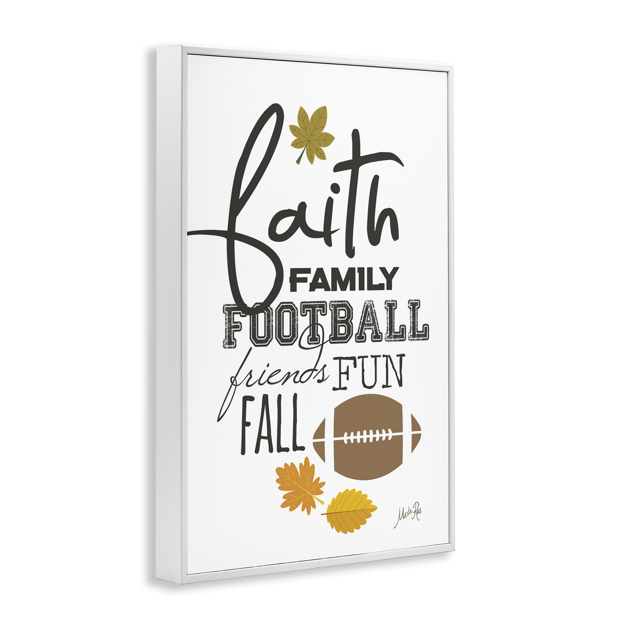 Stupell Industries Faith Family Football Sports Painting White Framed Art Print Wall Art, 16 x 24