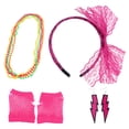 thumbnail image 4 of KAKOWELY Diadema de encaje de los 80, pendientes de neón, guantes de rejilla sin dedos, collar para fiesta de los 80 (serie Rosy), 4 of 4