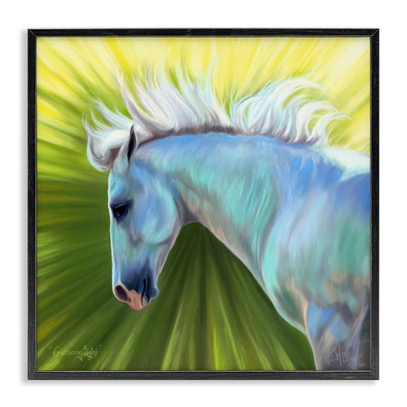 Stupell Industries Eclectic Gathering Light Horse Black Framed Giclee Art, 12 x 12, by Spirit Horse