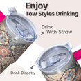 thumbnail image 4 of 20oz Insulated Tumbler with Lid and Straw, Bohemian Style Stainless Steel Coffee Cup, Double Wall Vacuum Travel Mug, Leakproof, 4 of 5