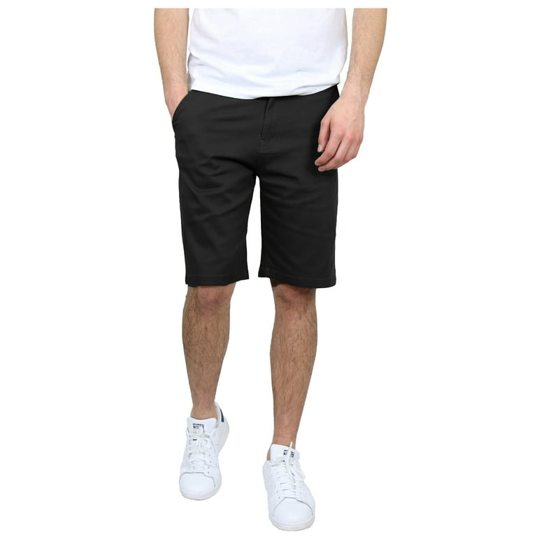 Men s 5 Pocket Flat Front Stretch Chino Shorts BLACK Walmart