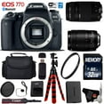 thumbnail image 1 of Canon EOS 77D DSLR Camera with 18-135mm is USM Lens & 75-300mm III Lens + Flexible Tripod + UV Protection Filter + Professional Case + Card Reader - Intl Model, 1 of 6