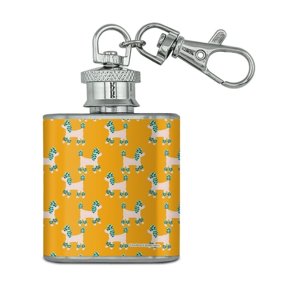 Lash Poodles Stainless Steel 1oz Mini Flask Key Chain