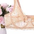 thumbnail image 5 of DDAPJ pyju Women Sheer Lace Bra Triangle See Through V Neck Underwire Bralette Plunge Everyday Bras Khaki 38, 5 of 6