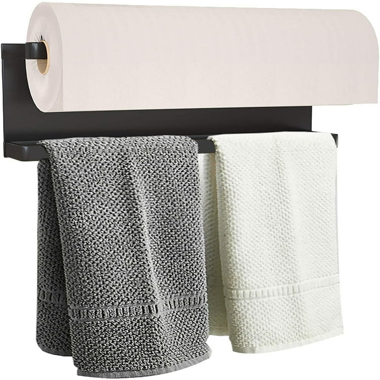 Magnetic Towel Bar Paper Towel Holder Self Adhesive Magnetic Wall Mount Towel Holder for Kitchen Bathroom