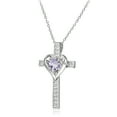 thumbnail image 2 of Sterling Silver Amethyst and White Topaz Heart Cross Birthstone Pendant Necklace, 2 of 4