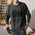 thumbnail image 5 of Camiseta para hombre, cuello redondo, jersey para hombre, 100 % algodón, manga larga, sudaderas sociales, ajuste regular, talla normal, talla S, estética, XL, 5 of 5