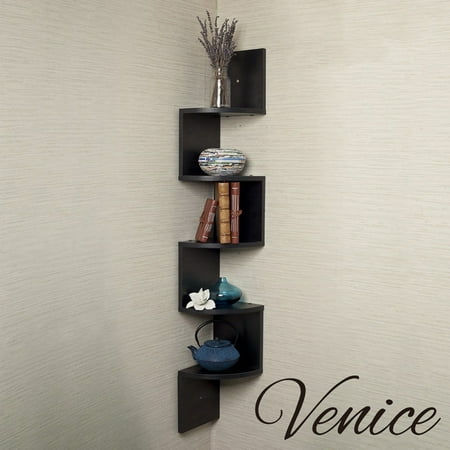 5 Tier 4ft Corner Wall Mount Shelf Zig Zag Decor Home Laminate Black 5 Tier 4ft Corner Wall Mount Shelf Zig Zag Decor Home Laminate Black Shelves