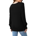 thumbnail image 4 of Women'S Long Sleeve Shirts Pleated Business Casual Crew Neck Blouses with Smocked Cuffs Black L, 4 of 5