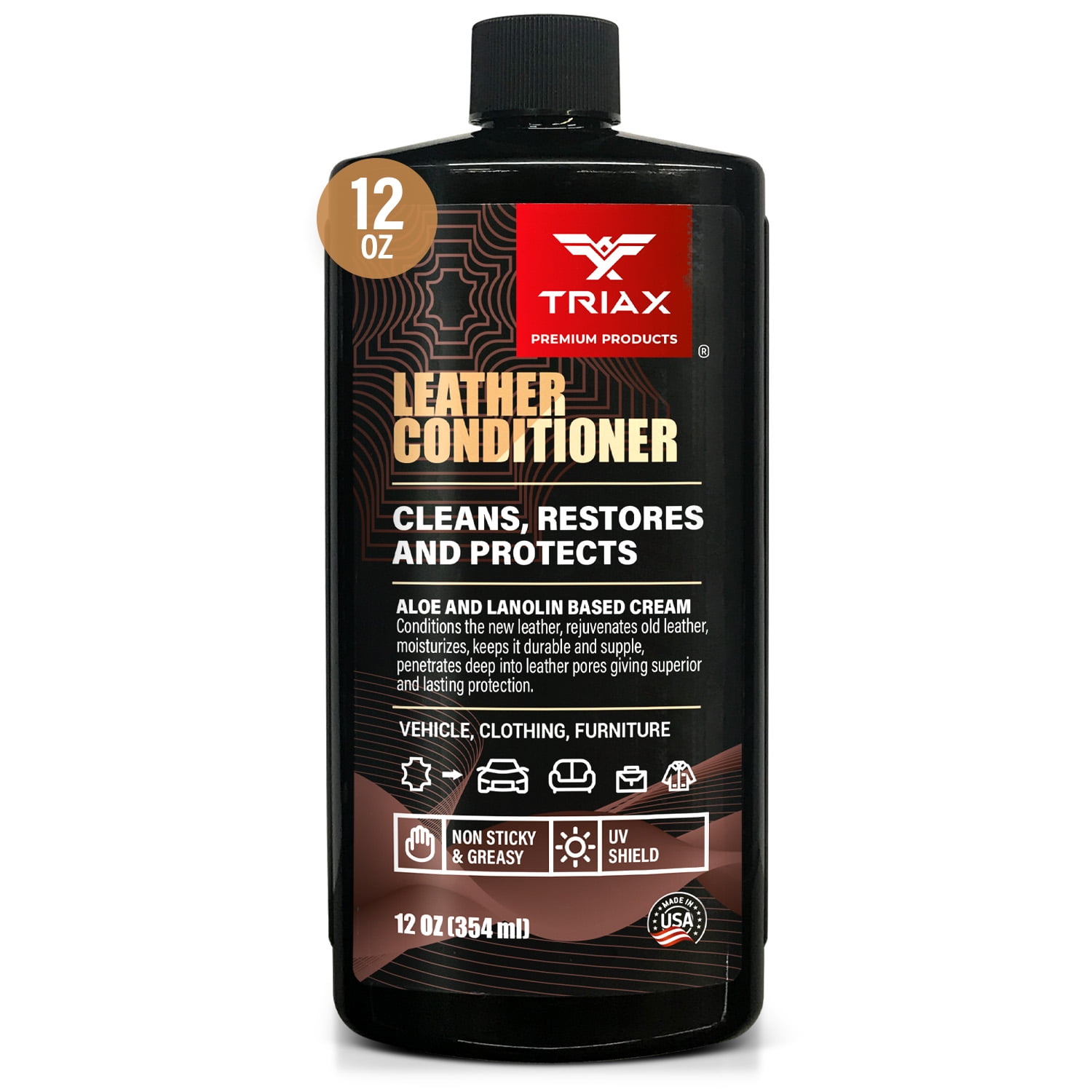 TRIAX Leather Conditioner Cleans Restores and Protects (12 Ounce)