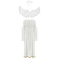 thumbnail image 4 of iiniim Womens Angel Flare Sleeve Chiffon Dress with Headband Feather Wings Halloween Outfit Ivory M, 4 of 7