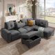 thumbnail image 4 of Reversible Sectional Sofa with Storage Ottoman 1100lbs Weight Capacity Rivet Ornament L-Shape Couch Living Room Furniture, 4 of 8