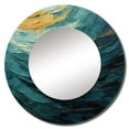 thumbnail image 2 of Designart "Majestic Motion In Teal" Abstract Spirals Rund Mirror For Wall Decor - Large Blue Round Print Mirror - Round Modern Mirror - Wall Mounted Round Large Mirror - 29" x 29", 2 of 6