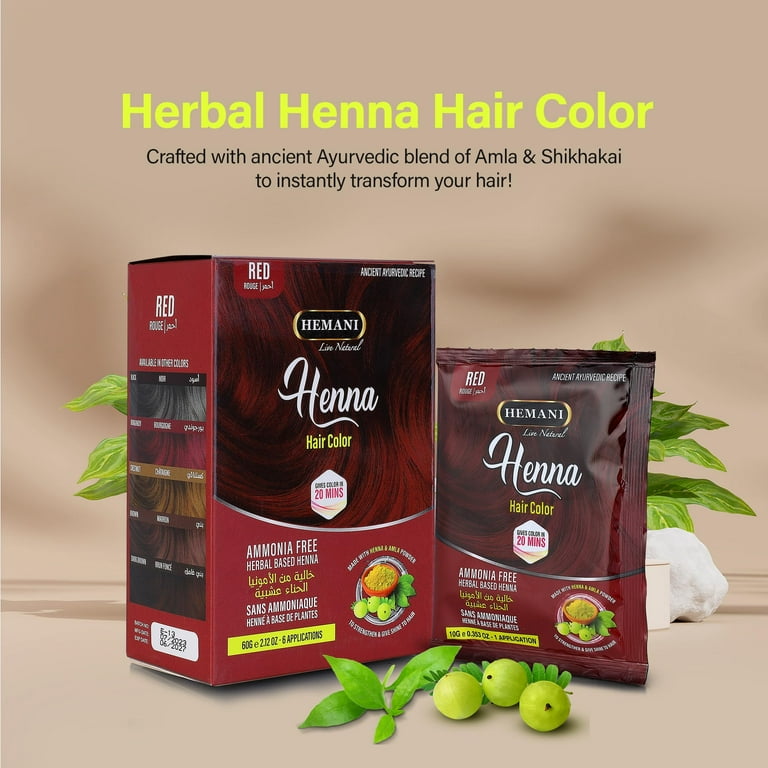 Queens Henna レッド・ニューブラウン6個セット Herbal Henna Hair Color #66: Lustrous Red- Henna Hair Dye. Al