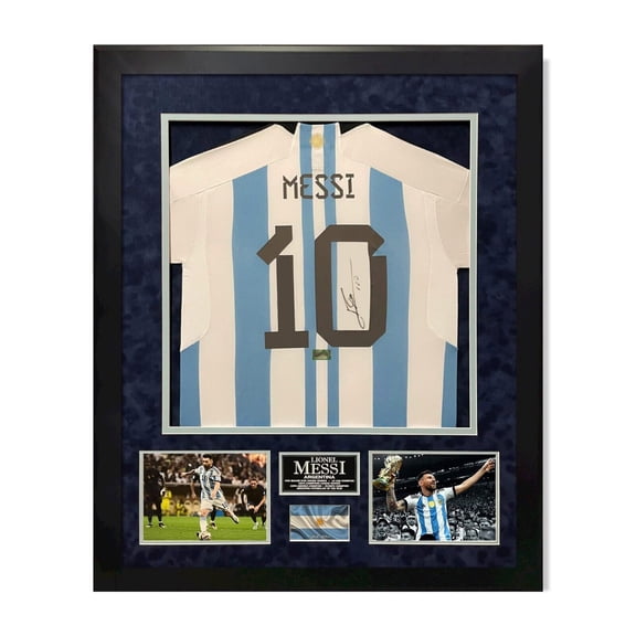 Lionel Messi Autographed Argentina Jersey Framed to 32x40 Icons