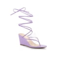 thumbnail image 1 of BLISSFUL STEP Sandales de Plage à Lacets pour Femmes à Bride Transparente Sandales Compensées Lavande 8.5, 1 of 7