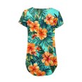 thumbnail image 5 of DeHolifer Womens Tops Summer Casual Floral Printed Crewneck Button Up Pleated Lightweight Loose T-Shirts Green XL, 5 of 6