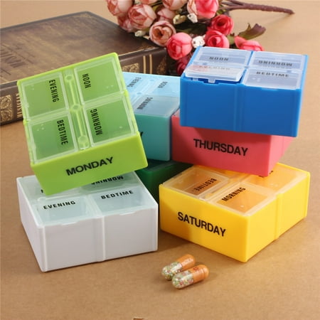 Weekly 7 Day 28 Slots Medicine Pill Box Holder Storage Organizer