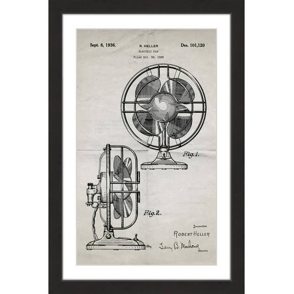 "Electric Fan 1935 Old Paper" Framed Painting Print