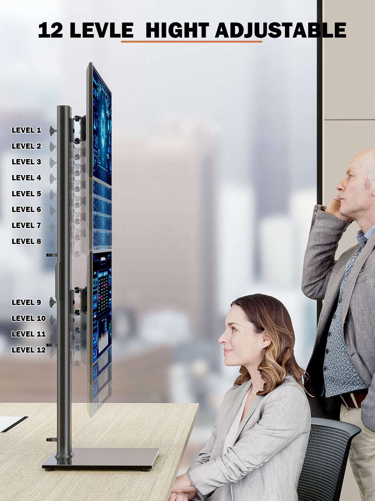 Hemudu HT05B002W Dual Freestanding Monitor Stand