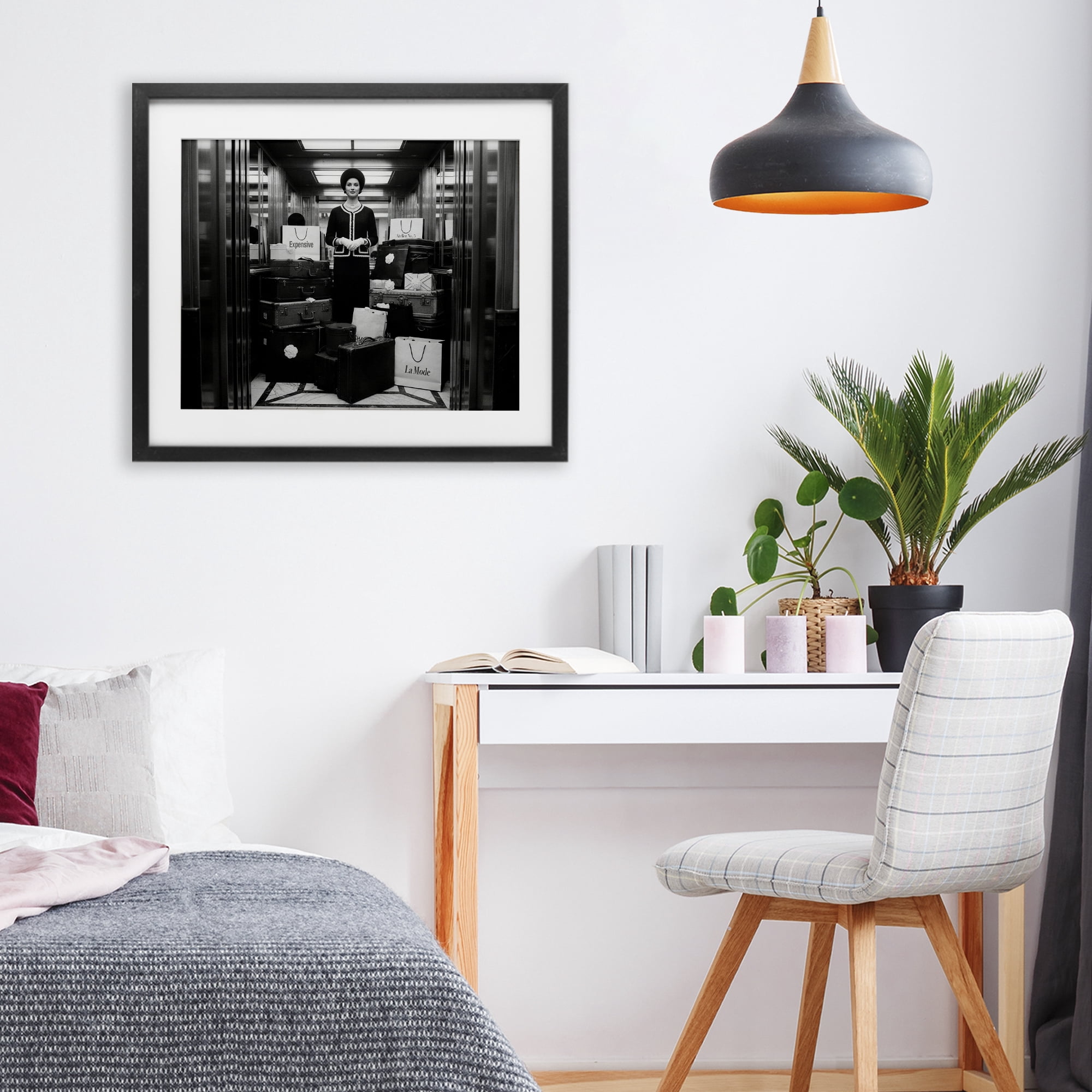 Stupell Industries Elevator Chic Shopping Black Framed Print Under Glass, design by A Barefoot Stylist