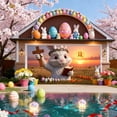 thumbnail image 4 of Garage Door Easter Banner 16x7 ft, Bunny Rabbit & Egg Spring Flower Cover Decoration, Large Outdoor Indoor Hanging Background for Party Supplies & Welcome Decor, 4 of 6