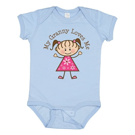 

Inktastic My Granny Loves Me Girls Baby Bodysuit
