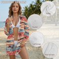 thumbnail image 4 of Renewold Womens Cover Up Shirt for Beach Button Up Shirt Women Long Sleeve Beach T-Shirt Blouses Bathing Suit Cover Up with Pockets Breathable Soft Swimwear, Hawaiian Vintage Palm Tree Print, 2XL, 4 of 7