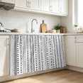 thumbnail image 3 of White Boho Cabinet Curtain 28"W x 51"L, Country Abstract Black Geometric Striped Dust-Proof Privacy Curtain for Closet Shelves Self Adhesive, Sink Skirt for Bathroom Vanity Kitchen Laundry Room, 3 of 9