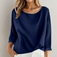 thumbnail image 2 of Summer Tops for Women, Shirts for Women, Trendy Women's Casual 3/4 Sleeve Round Neck Top for Everyday Wear and Business Attire, 2 of 4