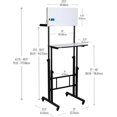 thumbnail image 3 of Bureau à Tableau Blanc Debout pour Lecteur d'Esprits, Hauteur Réglable, Bureau d'Ordinateur, Bureau pour Portable, Portable, Roulant, 21 Pouces L x 21.5 Pouces L x 68.5 Pouces H, Blanc, 3 of 6