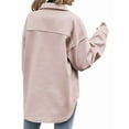 thumbnail image 3 of Women'S Wool Blend Button Down Long Sleeve Oversized Shacket Jacket Coat Pink S, 3 of 7