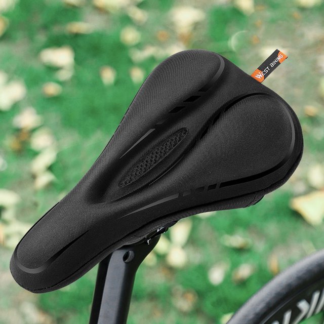 Funda para sillín de bicicleta de montaña 3D, accesorios gruesos para cojín de asiento de bicicleta (negro)
