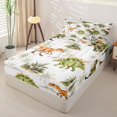 thumbnail image 2 of Homewish Wild Dinosaur Zipper Queen Comforter Set with Fitted Sheet and 2 Pillowcases,Vintage Wildlife Zipper Bedding Set,White,Colorful Stars Reversible,4pcs, 2 of 8