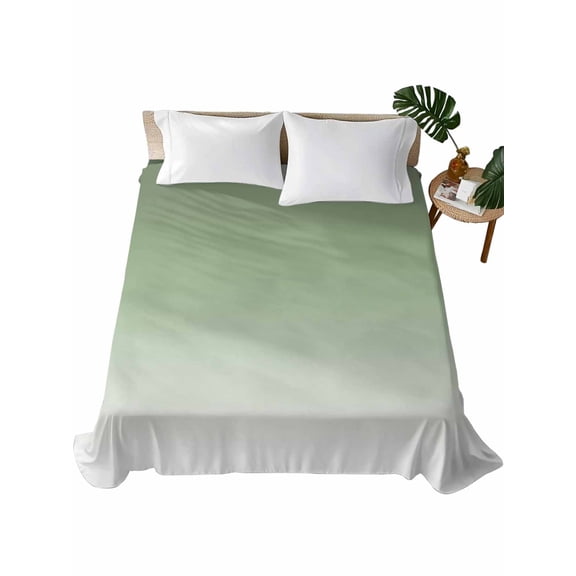 Sage Green Flat Sheets Only California King Size, Soft Breathable Bed Top Sheets for Mattress, Farmhouse Sage Green Ombre Luxury Bedding Flat Sheets for Home Hotel Bedroom Bed Protection